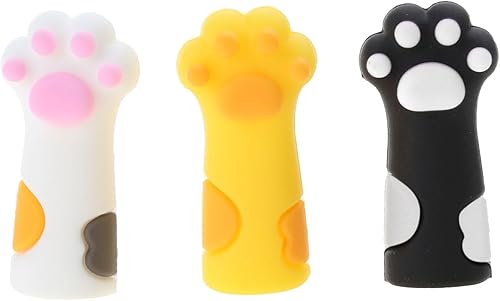 Lot de 3 crayons de dessin animé en silicone - Pattes de chat - Soulage le stress - Anti-canal - Capuchon de stylo en silicone pour enfants - Nail Gallerys