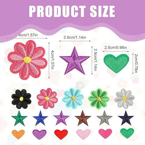 QOWUXHZ 60 Pièces Ecusson A Coudre Écussons Brodés De Styles Assortis À Coudre Ou À Repasser Fleur Amour Étoile Patch Pour Vêtements Robes Pantalons Chapeaux Jeans Fleurs À Coudre - Nail Gallerys