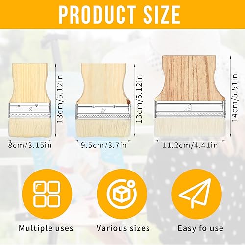 Thinp Lot de 3 pinceaux plats à palette large de 1,9 cm avec manche en peuplier pour peinture à l'huile et acrylique - Nail Gallerys