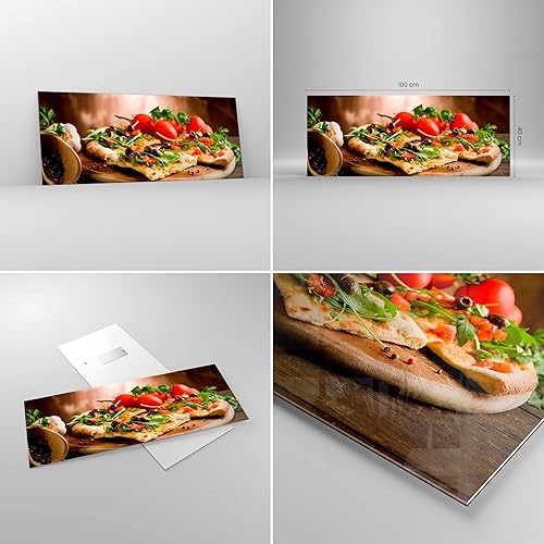 Moderne Impression sur Verre 100x40cm Image Tableau en Verre Decoration Murale Pizza vegetariana italie nourriture Grand Tableaux Decoratifs Muraux Chambre Panoramique Deco Salon Art GAB100x40-2540 - Nail Gallerys