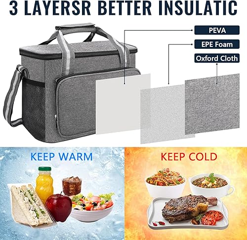 Royouzi Sac Isotherme Lunch Bag, 15L Sac-Glacière Cooler Bag Sac de Repas Protection de Fraîcheur pour Déjeuner, Travail, Ecole, Plage, Pique-Nique Sac Repas Femme Homme Enfants - Nail Gallerys