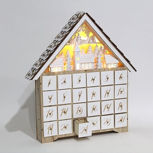 PIONEER-EFORT - Grand calendrier de l'Avent en bois avec tiroirs pour remplir les petits cadeaux et le compte à rebours jusqu'à la décoration de Noël - Nail Gallerys