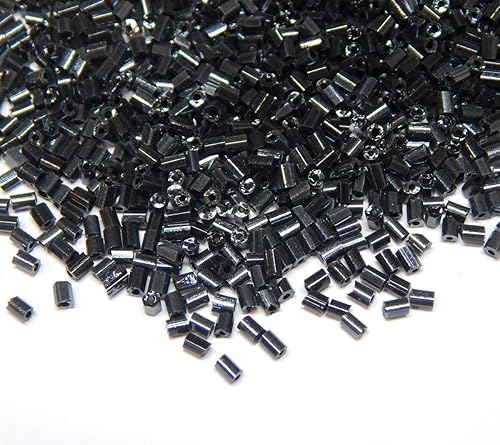 Lot de 5000 perles de 2 mm en verre, tubes, bâtons pour graines (insert rouge argenté) - Nail Gallerys