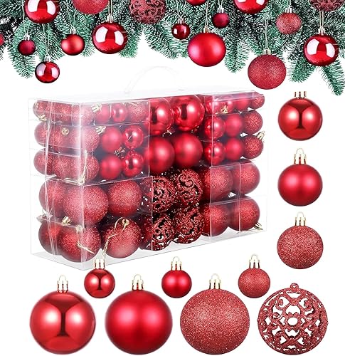 Boule de Noel,50 Pcs Decoration Noel Sapin Boules de Noël avec Boule de Noel Rouge et Or, Mat,Brillant,Decoration Sapin Boules Noel avec Lanière pour Decoration de Noël,Mariage,Fête Anniversaire - Nail Gallerys