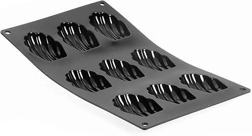 De Buyer - Plaque de 9 Madeleines MOUL'FLEX en silicone - 17,5 x 30 cm -, Noir - Nail Gallerys