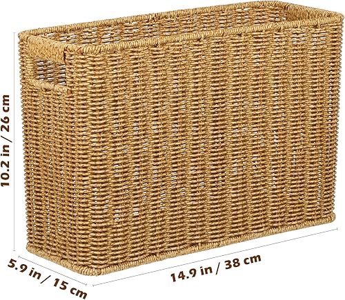 Porte-revues en osier Panier à magazines en Porte-journaux en rotin Panier étroit en osier Organisateur pour la maison et le bureau - Nail Gallerys