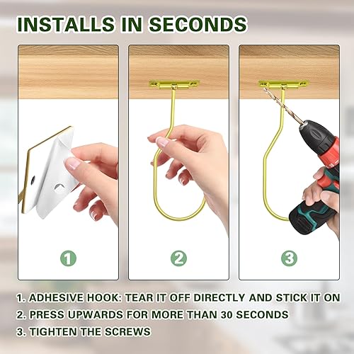 Ticway Lot de 2 crochets pour bananes - Peu encombrant - Pour garder les bananes au frais - Crochets à bananes autocollants et vissables - Doré - Nail Gallerys