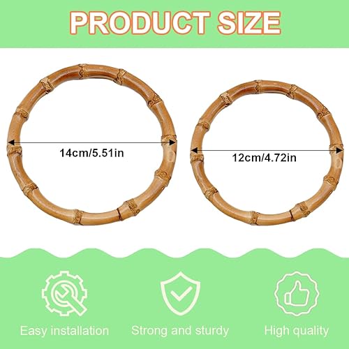 Poignées sac en bambou, 2 pièces poignées sac en bambou, poignée sac en bambou en forme cercle, accessoires sac bricolage, poignées sac en bambou Crochet Craft - Nail Gallerys