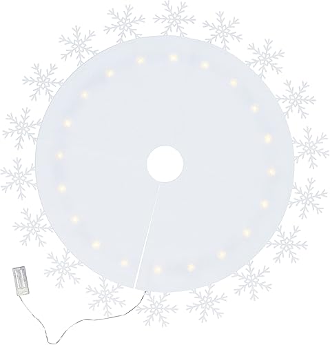 Lights4fun Jupe de Sapin de Noël Lumineuse de 90 cm de Diamètre avec 20 LED Blanc Chaud a Piles - Nail Gallerys