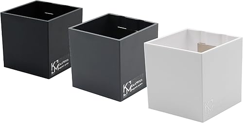 KalaMitica - Lot de 3 cubes magnétiques de 6,5 cm - Blanc, Plomb, Noir - Boîtes de rangement ou cache-pots magnétiques avec aimant puissant pour tableaux magnétiques muraux - Nail Gallerys