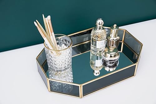 SLHEQING Plateau Miroir Vintage Plateau de Parfum en Noir, Plateau pour Bougies, Plateau de Maquillage pour Coiffeuse, Commode, Salle de Bain, Chambre à Coucher - Nail Gallerys