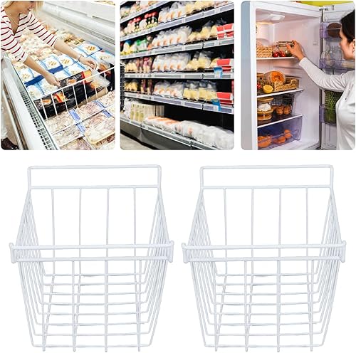 Panier de Rangement en Fil de Congélateur 2 Pièces, Support en Métal Suspendu avec Poignées pour Garde-Manger D'armoires de Cuisine (L 45 cm X L 24,5 cm X H 20 cm) - Nail Gallerys