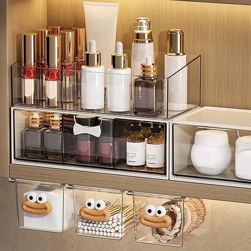 Marjoramy Rangement à Maquillage à 3 Etages, Organisateur de Maquillage avec Tiroirs, Boîte Rangement Make up avec Tiroirs, Organisateur de Bureau, Organisateur de Coiffeuse pour Chambre Bureau - Nail Gallerys