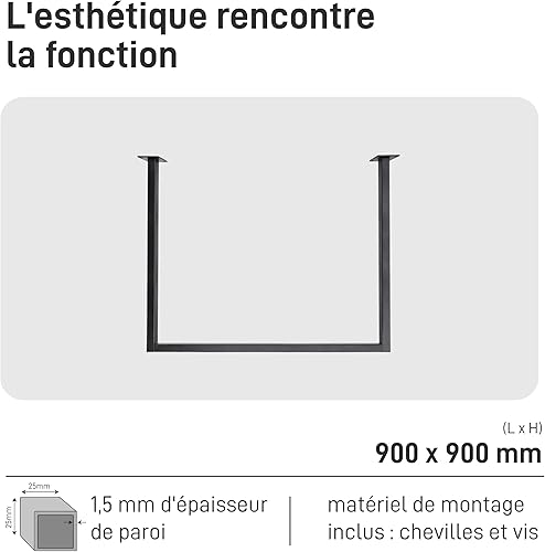 Natural Goods Berlin 1x Tringle à Vêtements RECTANGLE | Montage au Plafond Facile | Barre de Style Industriel | Tringles à Vêtements en Métal Noir | Portant à Vêtements | Penderie 60x90 cm - Nail Gallerys