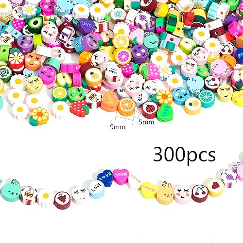 HERZONE - Lot de 300 perles mixtes en céramique souple pour femmes et enfants pour la fabrication de bijoux, bracelets (perles en céramique animale) - Nail Gallerys