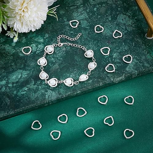 UNICRAFTALE 150 pièce Perles Métal Cœur Perles Creuses Cœur Argent Antique Perle en Vrac Cadre Perle D'Espacement pour Bracelet Collier Fournitures de Fabrication de Bijoux Cadeaux de Saint Valentin - Nail Gallerys
