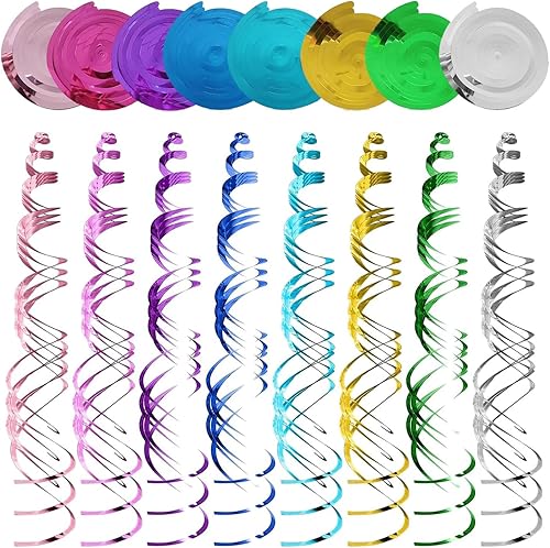 YINGLUOEU 48 Pièces Serpentins en Spirale Multicolores Décorations de Fête Guirlandes Tourbillons Suspendus pour Fête Anniversaire Mariage Noël Foraine - Nail Gallerys