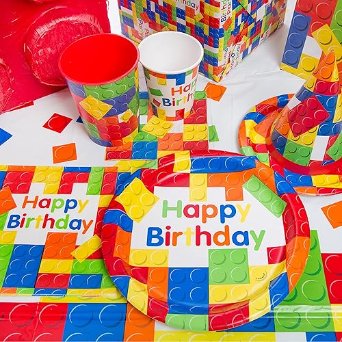 Unique- Gobelets en Carton-266 ML-Fête d'anniversaire à thème de Blocs des Constructions-8 Pièces (Lot de 1), 82213, Multicolour - Nail Gallerys