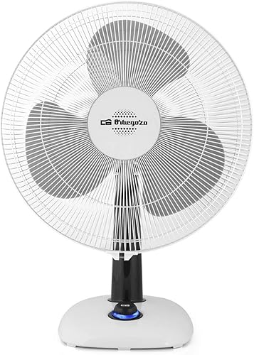 Orbegozo TF 0123 - Ventilateur de table, oscillant, 2 vitesses, diamètre de l'hélice 23 cm, poignée, 25 W, veilleuse LED, blanc - Nail Gallerys