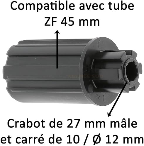 cyclingcolors embout de tube de volet roulant octogonal fenêtre sortie plastique, pour tube sortie crabot de 27 mm mâle et carré de 10 / Ø 12 mm - Nail Gallerys
