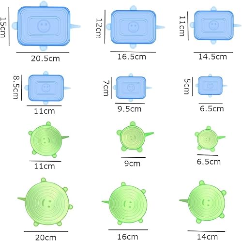 Lot de 18 couvercles en silicone extensibles - Couvercle en silicone extensible - Différentes tailles - Couvercle universel extensible - Couvercle de qualité supérieure pour bols - Nail Gallerys