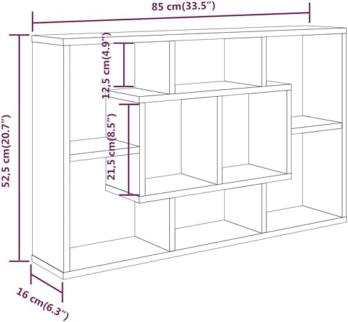 HOMTAKIE Étagère Murale Noir 85x16x52,5 cm Bois d'ingénierie - Nail Gallerys