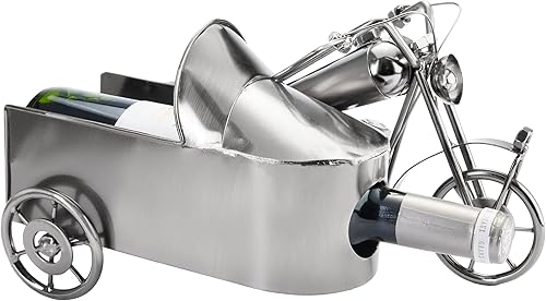 BRUBAKER - Porte-Bouteille de vin - Moto Side-Car - Sculpture en Métal - Carte de voeux INCL. - Idée Cadeau Originale - Nail Gallerys