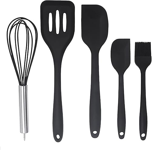 CHAMEEN Ustensiles de cuisine en silicone platine sans BPA avec noyau en nylon Kitchen Essentials - Lot de fouets et spatules en silicone - Nail Gallerys