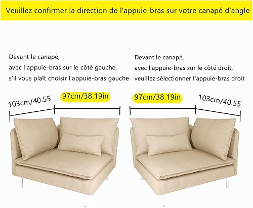 BACoverZone Housse de Canapé pour IKEA SÖDERHAMN Module d'angle Protège Canapé Relax Module d'angle pour Salon, Revêtement de Canapé Lavable（Personnalisation） - Nail Gallerys