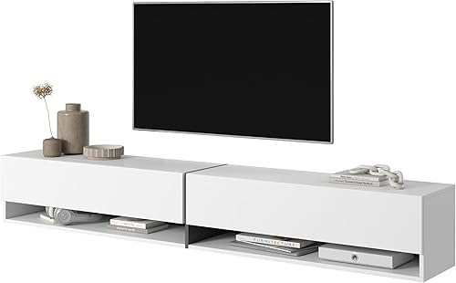 Selsey MIRRGO - Meuble TV 200 cm marbre Blanc avec Insert d'or - Nail Gallerys