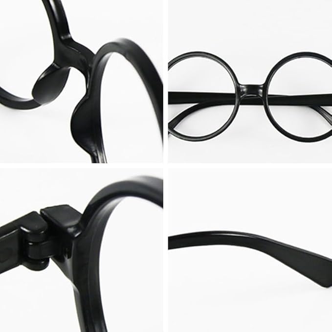 Monture de lunettes ronde en plastique noir pour enfants, accessoire de déguisement pour Halloween, fête d'Halloween, sans verres (1 pièce) - Nail Gallerys