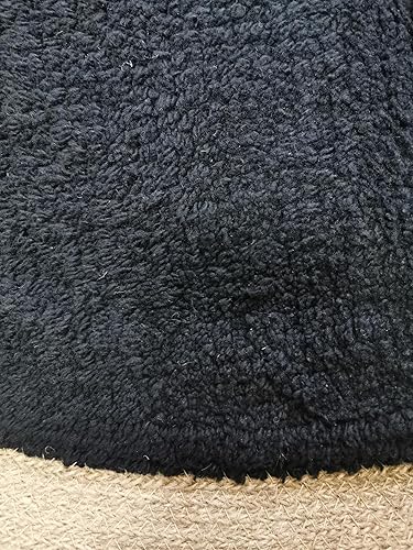 Atout Ciel Tapis Rond en Jute et Coton, D. 120cm, Noir et Jute - Nail Gallerys