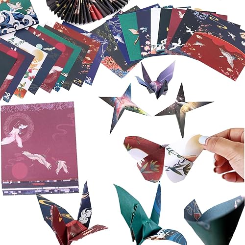Lot de 60 feuilles de papier origami 20 cm x 20 cm Motif Chinoiserie Double face Grue Avion Papier décoratif pour bricolage, scrapbooking, découpage, origami - Nail Gallerys