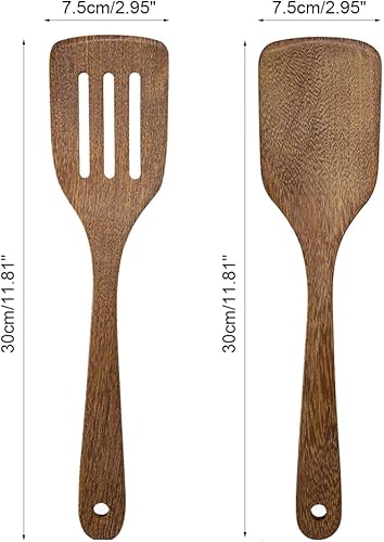 Spatules en Bois Massif, Spatule Bois Cuisine, Spatule de Cuisine en Bois, 2PCS Spatules en Bois, Spatule en Bois pour la Cuisine, Cuisine Bois Anti Rayures Set, pour Poêle, Ustensiles de Cuisine - Nail Gallerys