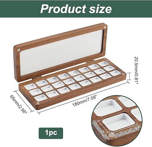 PH PandaHall Palette de Peinture Aquarelle Vide en Plateau de Mélange de Couleurs en Bois à 24 Grille avec Couvercle Boîte de Voyage pour Aquarelle Étui Durable pour Peintres Étudiants Adultes - Nail Gallerys