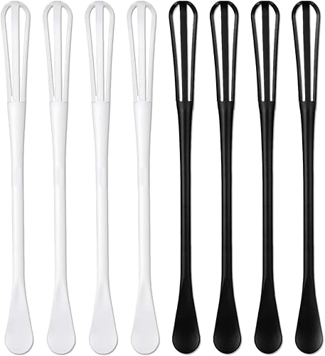 Lot de 8 mini fouets avec une petite cuillère - Petit fouet - 2 couleurs - Petit fouet manuel - Pour mélanger les œufs - Nail Gallerys