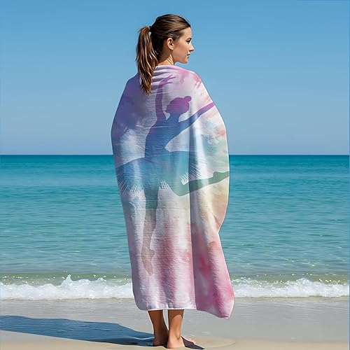 HXTHMUCL Ballerina Girl Serviette de plage imprimée – Microfibre à séchage rapide, thème de danse rêveuse, essentiel pour la plage et la piscine pour filles et adolescentes (style 1, 160 cm x 80 cm) - Nail Gallerys