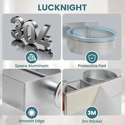 LUCKNIGHT Porte Seche Cheveux Mural, Auto-Adhésif Accroche Seche Cheveux, Porte Sèche Cheveux et Lisseur, sans Perçage, Support Sèche Cheveux pour Salle de Bains, Chambre à Coucher, Hôtel - Nail Gallerys