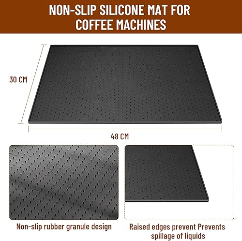 Tapvai Tapis pour Machine à Café en Silicone 48x30cm - Anti-débordement, Imperméable et Antidérapant, Compatible avec De'Longhi/Philips - Nail Gallerys