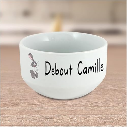 DECOHO - Bol petit-déjeuner personnalisé enfant – Motif animaux + prénom au choix – Cadeau original pour fille ou garçon - Blanc - Nail Gallerys