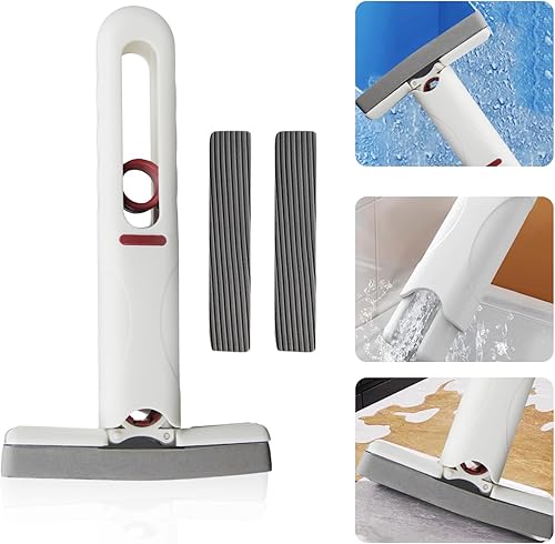 ZIOYA Mini Vadrouille de Nettoyage avec 3 Têtes en Coton Mini Vadrouille Portable Balai Eponge pour Les Fenêtres Bureau Salle de Bain Cuisine Verre Voitures Carrelages Muraux - Nail Gallerys