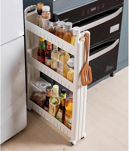 KITCISSL Chariot de Rangement Mince Mobile sur 3 Niveaux Rangement Salle de Bain, Etagere Cuisine Petit Meuble De Rangement Chariot Desserte for Salle de Bain, Cuisine, Bureau (Color : 9cm) - Nail Gallerys
