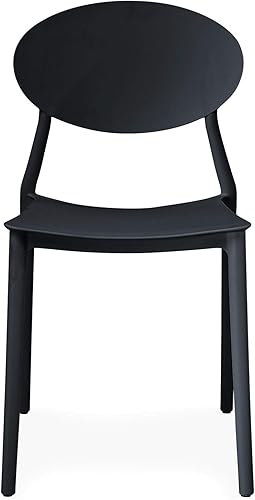 Menzzo Lot de 4 chaises empilables Balagan Noir - Nail Gallerys