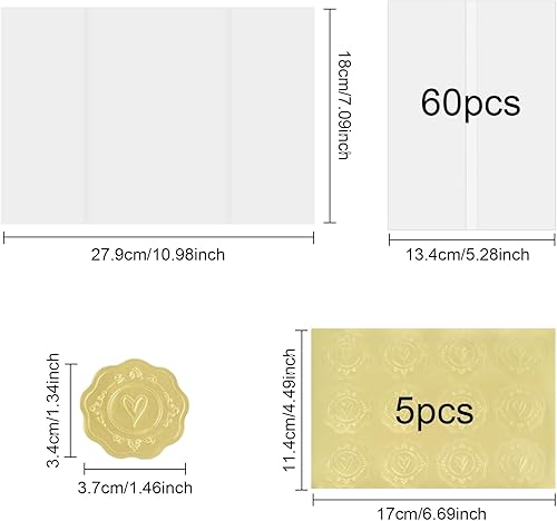 60 Vellum Paper pour Invitations 13.5x18cm,Pré-Pliées Vestes en Vélin Invitations,Pré-Pliés Enveloppe Invitation Mariage pour Invitations d'Anniversaire,Fête Prénatale - Nail Gallerys