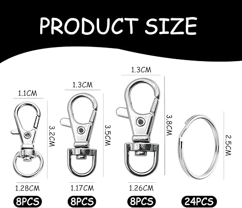 TYFGRT Ensemble De Porte-Clés À Clip, 24 Pièces, Fermoir À Homard en Métal, Clip De Lanière, Bricolage, Projet De Fabrication, Fermoir À Crochet Rotatif - Nail Gallerys