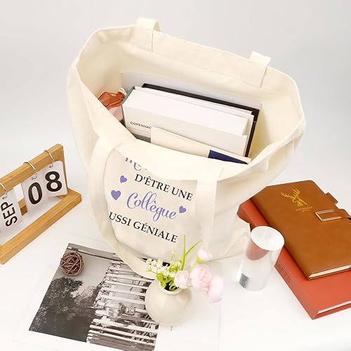 JIOMULIG Idée Cadeau Collègue Travail Tote Bag Merci Noel Boulot Métier Départ Retraite Anniversaire Collègue Femme Sac Cabas Réutilisable Halloween Valentin Personnalisé ToteBag Cadeaux - Nail Gallerys