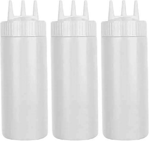 Bouteilles compressées pour les sauces 3 pcs 650 ml de condiments transparents bouteilles compressées avec torsion sur capuchon à 3 trous fuites accessoires de cuisine rechargeables à la fuite l'ép - Nail Gallerys