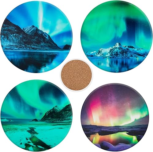 Ohok Lot de 4 dessous de verre ronds en céramique, Aurora - Nail Gallerys