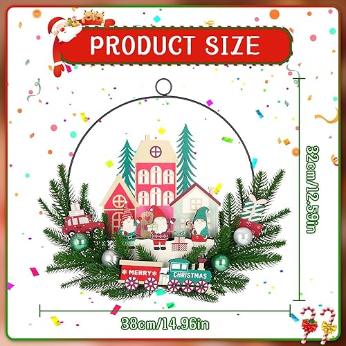 Couronne de Noel Porte avec LED, Couronne de Noel Porte Exterieur, Decoration Noel Porte Exterieur, Couronne de Noel a decorer pour Porte d'entrée, Cheminée et Décoration Murale (Rouge) - Nail Gallerys