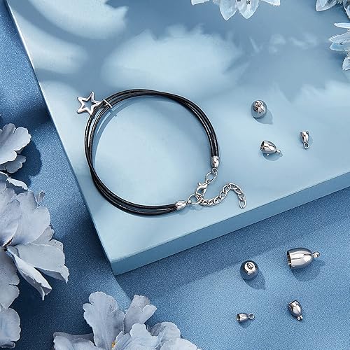 UNICRAFTALE 50 pièces Embouts de Colonne en Acier Inoxydable Extrémités de Cordon 5mm Diamètre Intérieur Embouts Lisses Terminateurs Cordon pour la Fabrication de Bijoux, Couleur Inoxydable - Nail Gallerys